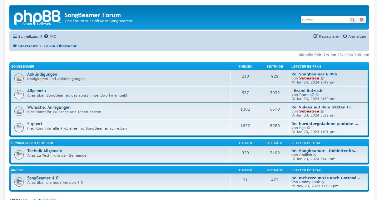 Startbildschirm Forum von